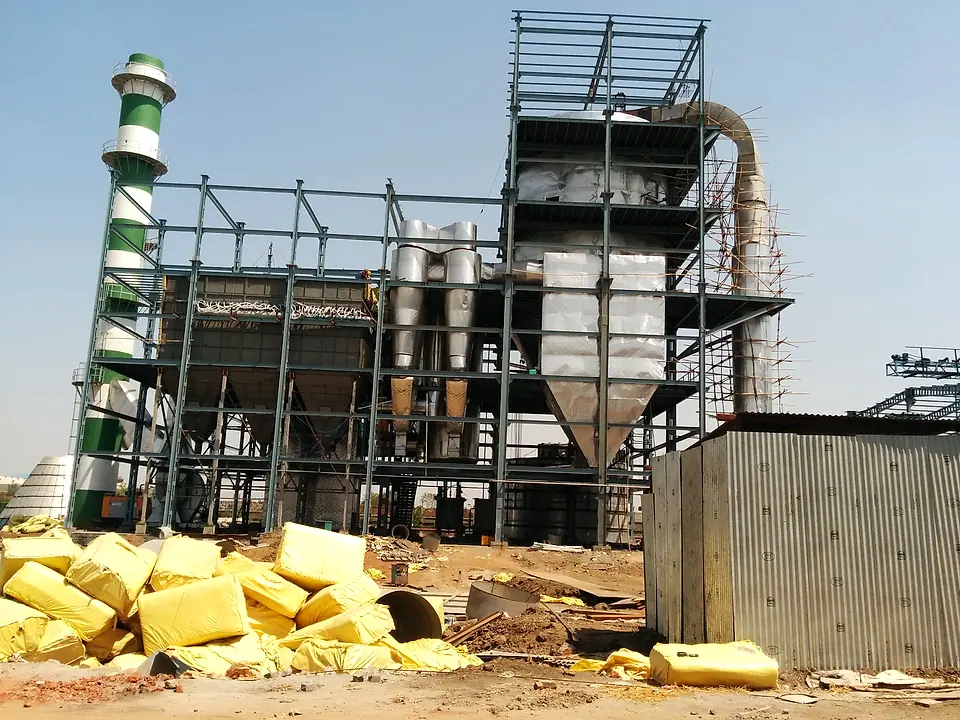 Acmefil effluent spray drying plant with bag filters, cyclones and chimney